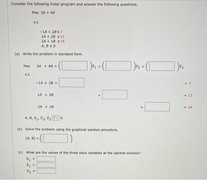 Solved Consider The Following Linear Program And Answer The | Chegg.com