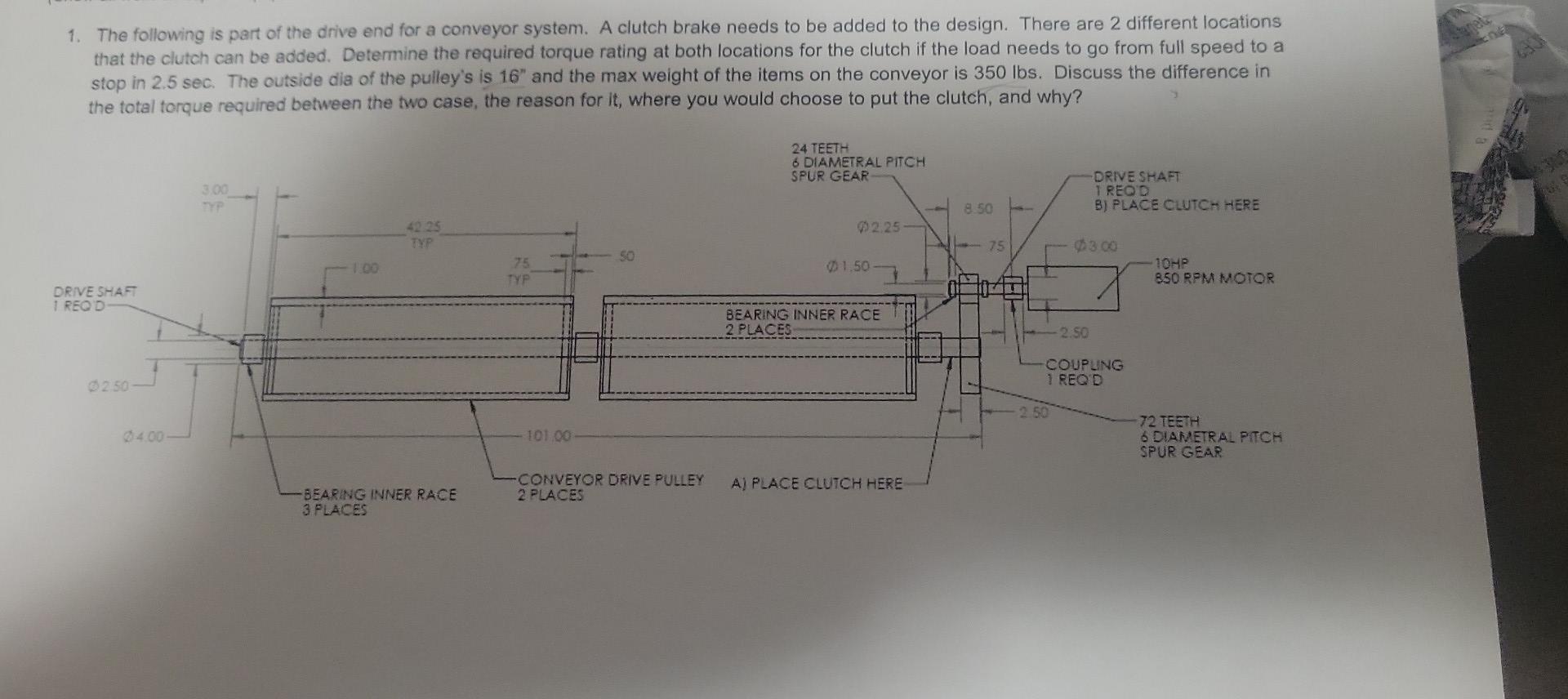 Solved 1. The following is part of the drive end for a | Chegg.com
