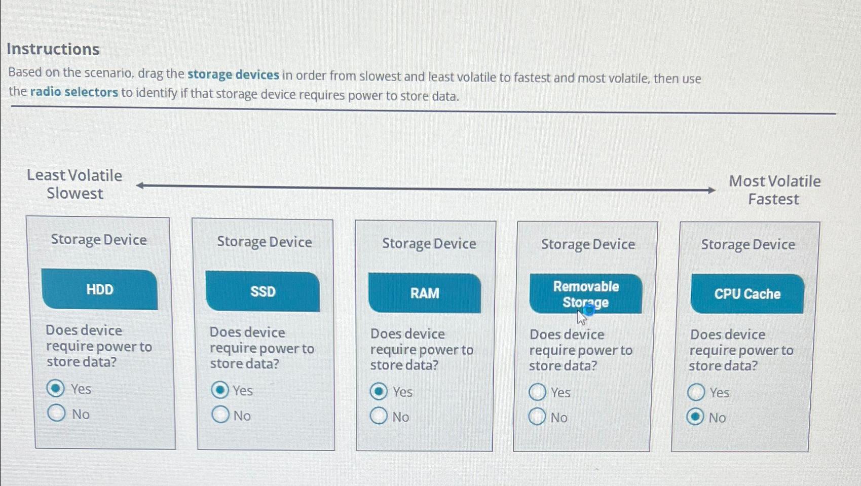 Solved InstructionsBased on the scenario, drag the storage