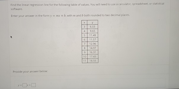 linear regression line equation calculator