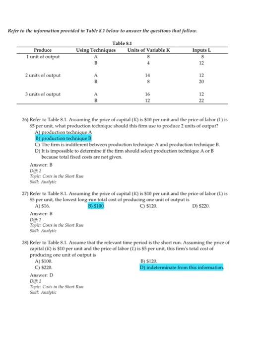 Solved Refer to the information provided in Table 8.1 below | Chegg.com