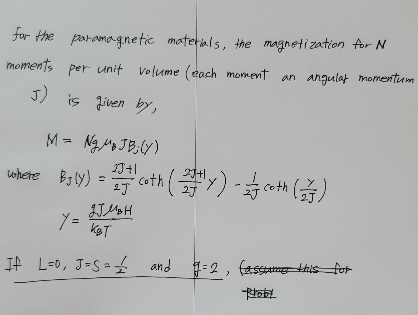 Solved For The Paramagnetic Materials The Magnetization For Chegg Com