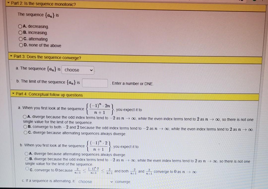 Solved 1 Point Consider The Sequence {en} 1 2n 1 1