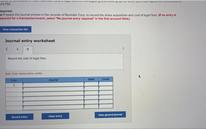(c) Prepare Ravinder Corp.'s consolidated balance | Chegg.com