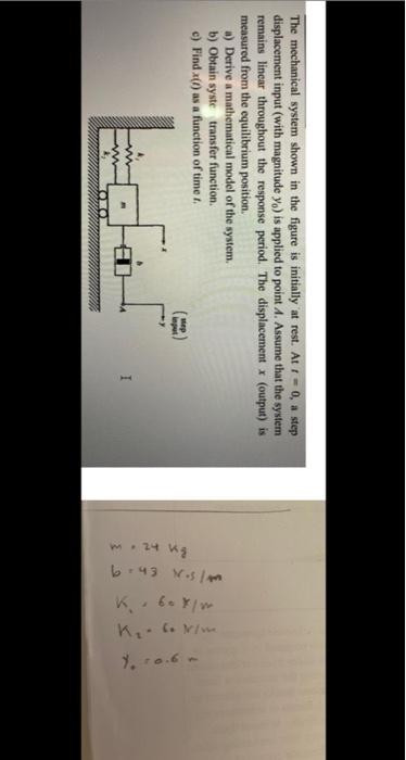 Solved The mechanical system shown in the figure is | Chegg.com