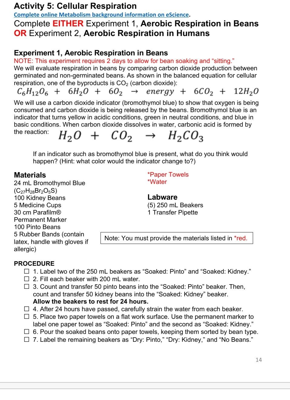 bromothymol blue bean experiment