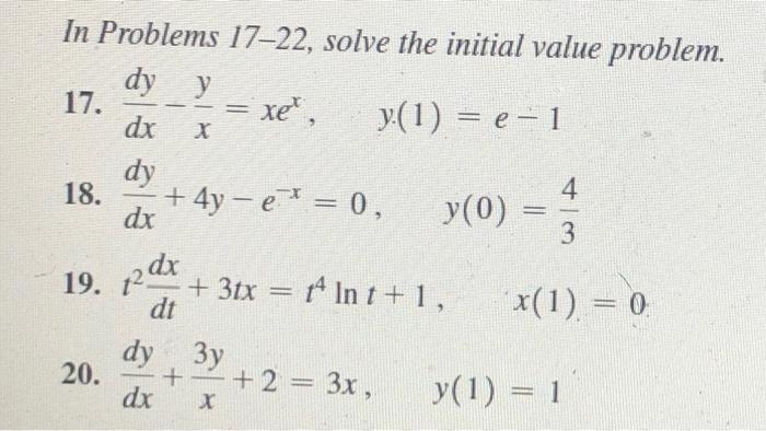 Solved In Problems 17-22, solve the initial value problem. | Chegg.com