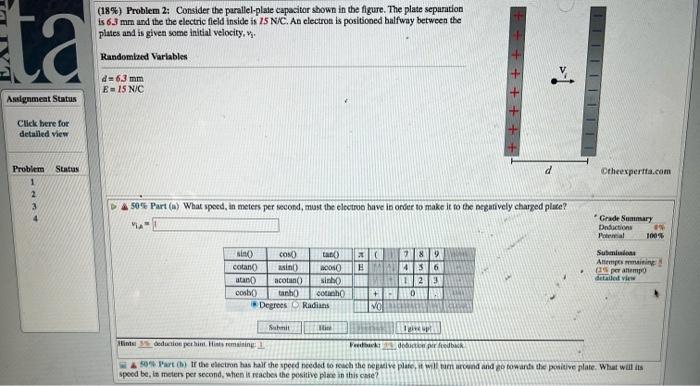 (18\%) Problem 2: Consider The Parallel-plate | Chegg.com