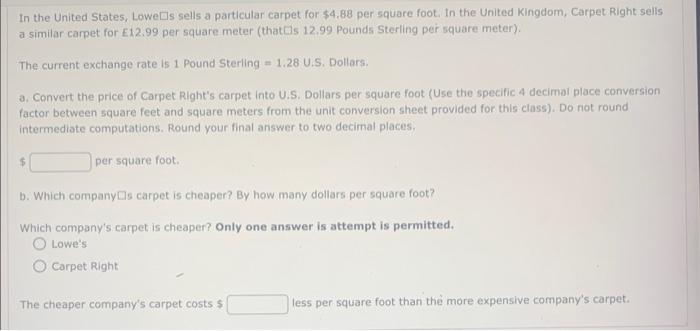 Solved In the United States LoweDs sells a particular Chegg