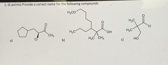 Solved provide a correct name for the following compounds a | Chegg.com