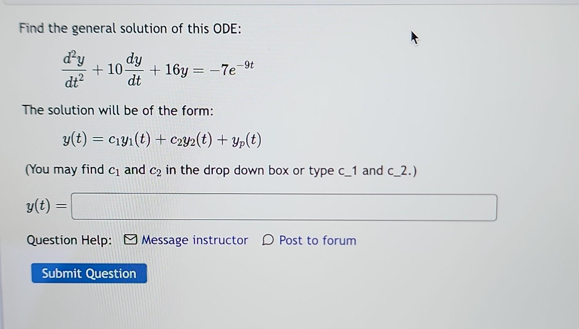 Solved Find the general solution of this ODE: | Chegg.com