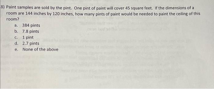 Solved Paint samples are sold by the pint. One pint of paint | Chegg.com