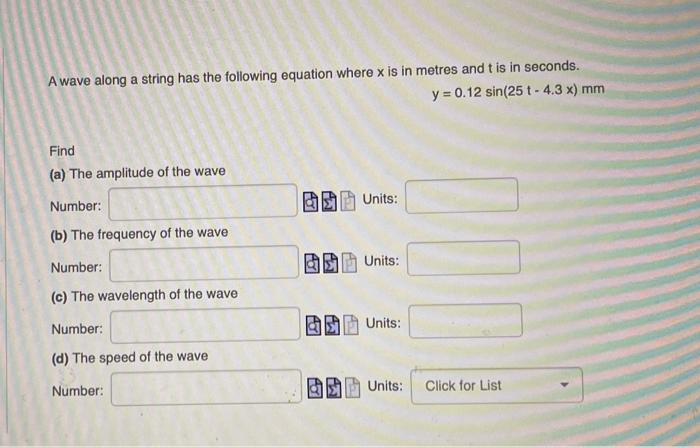 Solved A wave along a string has the following equation | Chegg.com