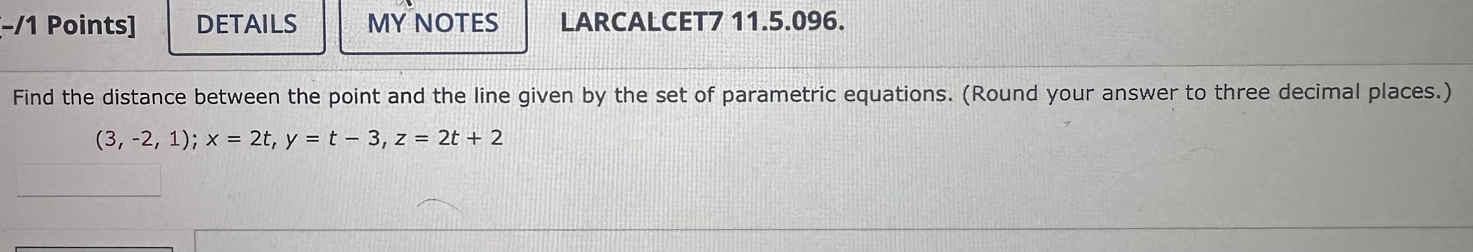 Solved Find the distance between the point and the line | Chegg.com