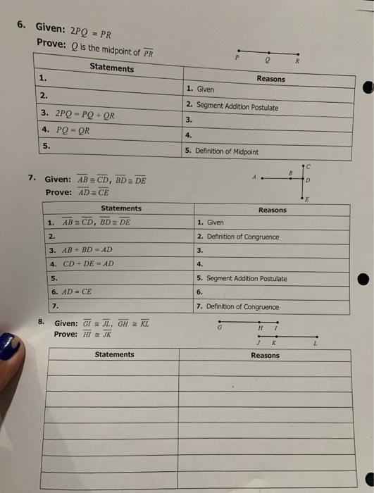 Solved Name: Date: Unit 2: Logic & Proof Homework 7: Segment | Chegg.com