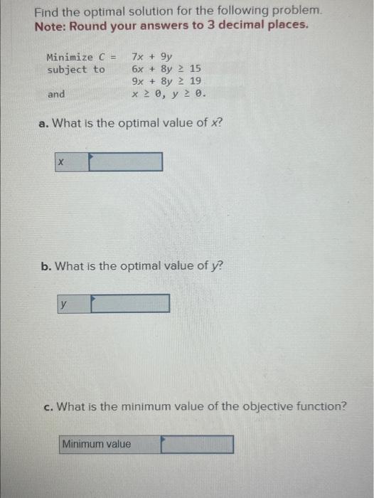 Solved Find the optimal solution for the following problem. | Chegg.com
