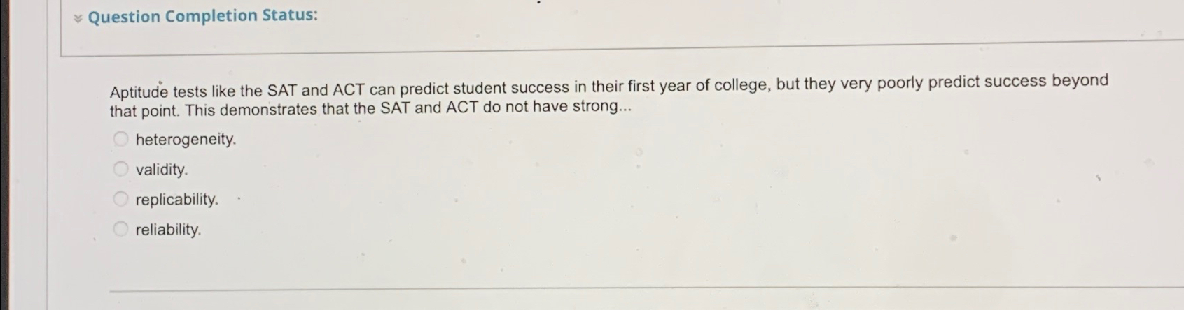 Solved Question Completion Status:Aptitude tests like the | Chegg.com