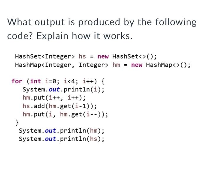 Solved What Output Is Produced By The Following Code? | Chegg.com