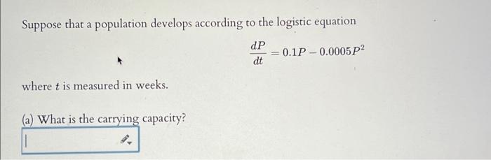 Solved Suppose That A Population Develops According To The | Chegg.com