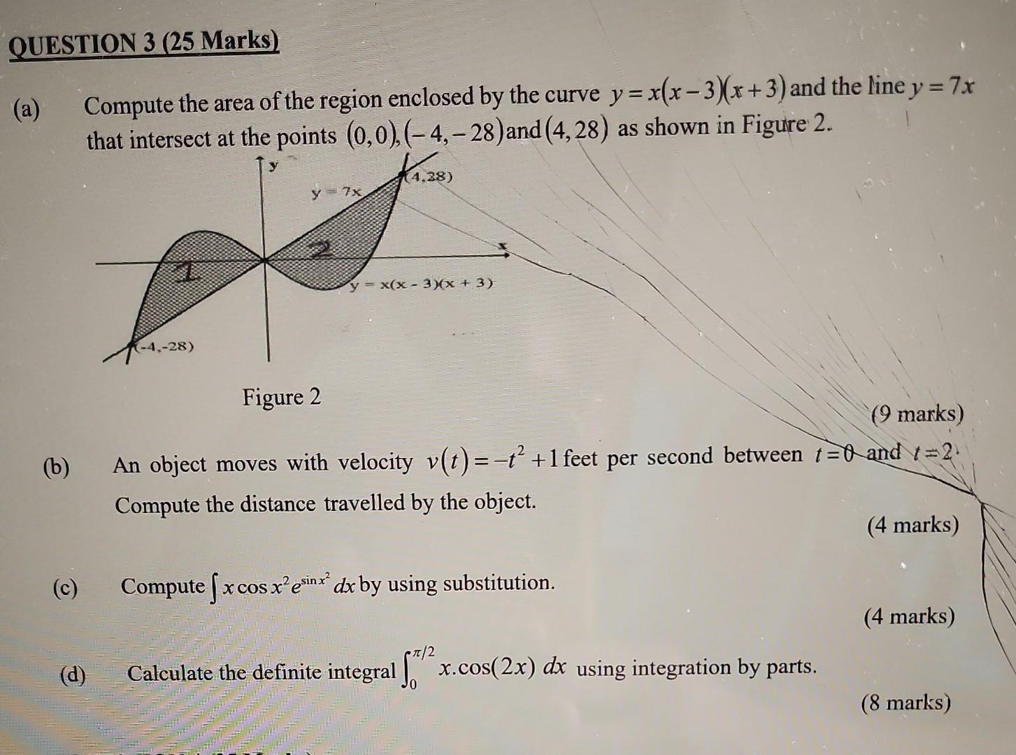 Solved a) Compute the area of the region enclosed by the | Chegg.com