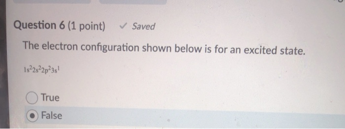 Solved Question 6 (1 point) Saved The electron | Chegg.com