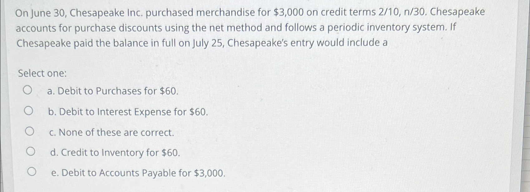 solved-on-june-30-chesapeake-inc-purchased-merchandise-chegg