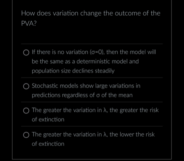 Solved How does variation change the outcome of the PVA?If | Chegg.com