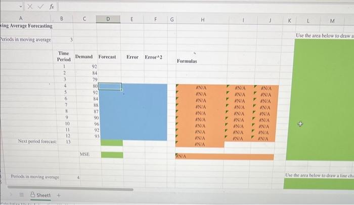 Excel Online Activity: Moving Average A retail store | Chegg.com