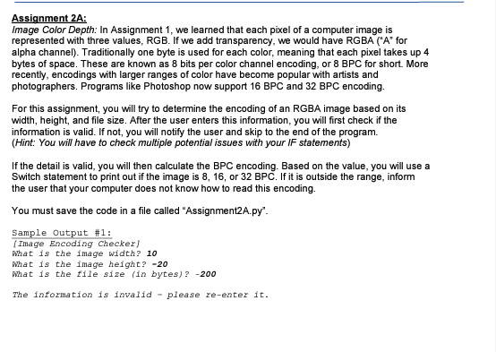 Solved Python code please:Assignment 2A:Image Color Depth: | Chegg.com