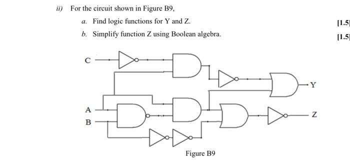 Solved ii) For the circuit shown in Figure B9, a. Find logic | Chegg.com