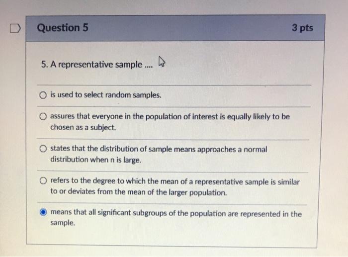 Solved D Question 1 3 pts Lesson 11: Sampling Distribution | Chegg.com