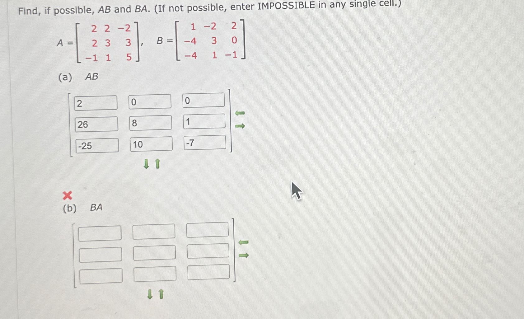 Solved Find, If Possible, AB ﻿and BA. (If Not Possible, | Chegg.com