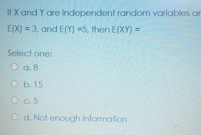 Solved If X And Y Are Independent Random Variables Ar E X Chegg Com