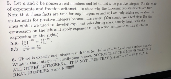 Solved 5. Let a and b be nonzero real numbers and let m and | Chegg.com