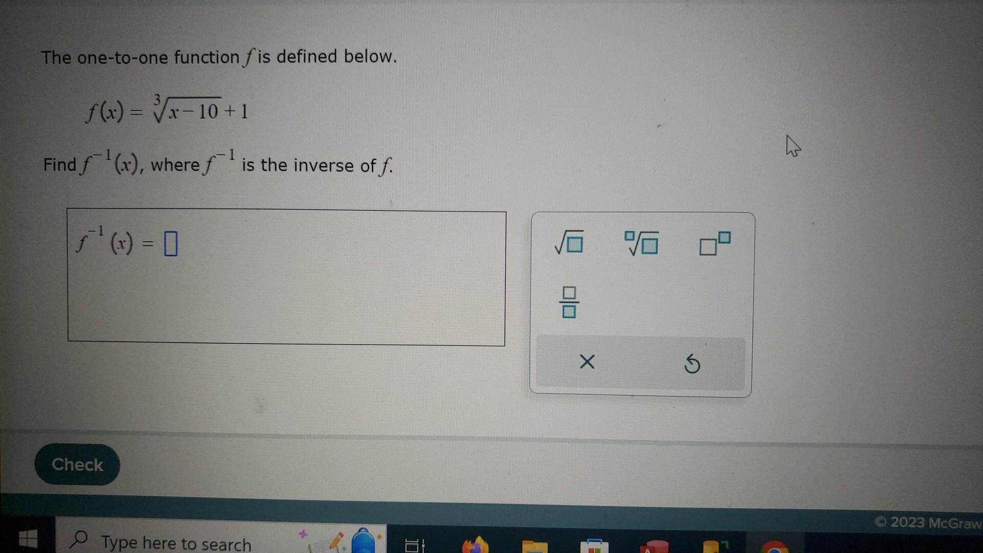 Solved The one-to-one function f is defined below. | Chegg.com