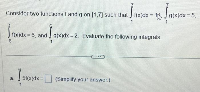 Solved Consider Two Functions F And G On [1,7] Such That | Chegg.com