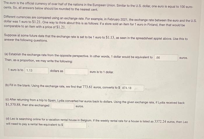 Solved The euro is the official currency of over half of the | Chegg.com