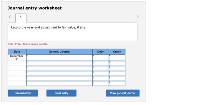 Solved Exercise 15-6 (Algo) Fair value adjustment to | Chegg.com