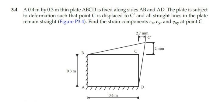 Solved 3.4 A 0.4 m by 0.3 m thin plate ABCD is fixed along | Chegg.com