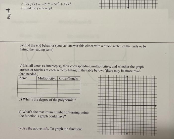 Solved 9. For f(x) = 2x6 5x5 + 12x4 a) Find the