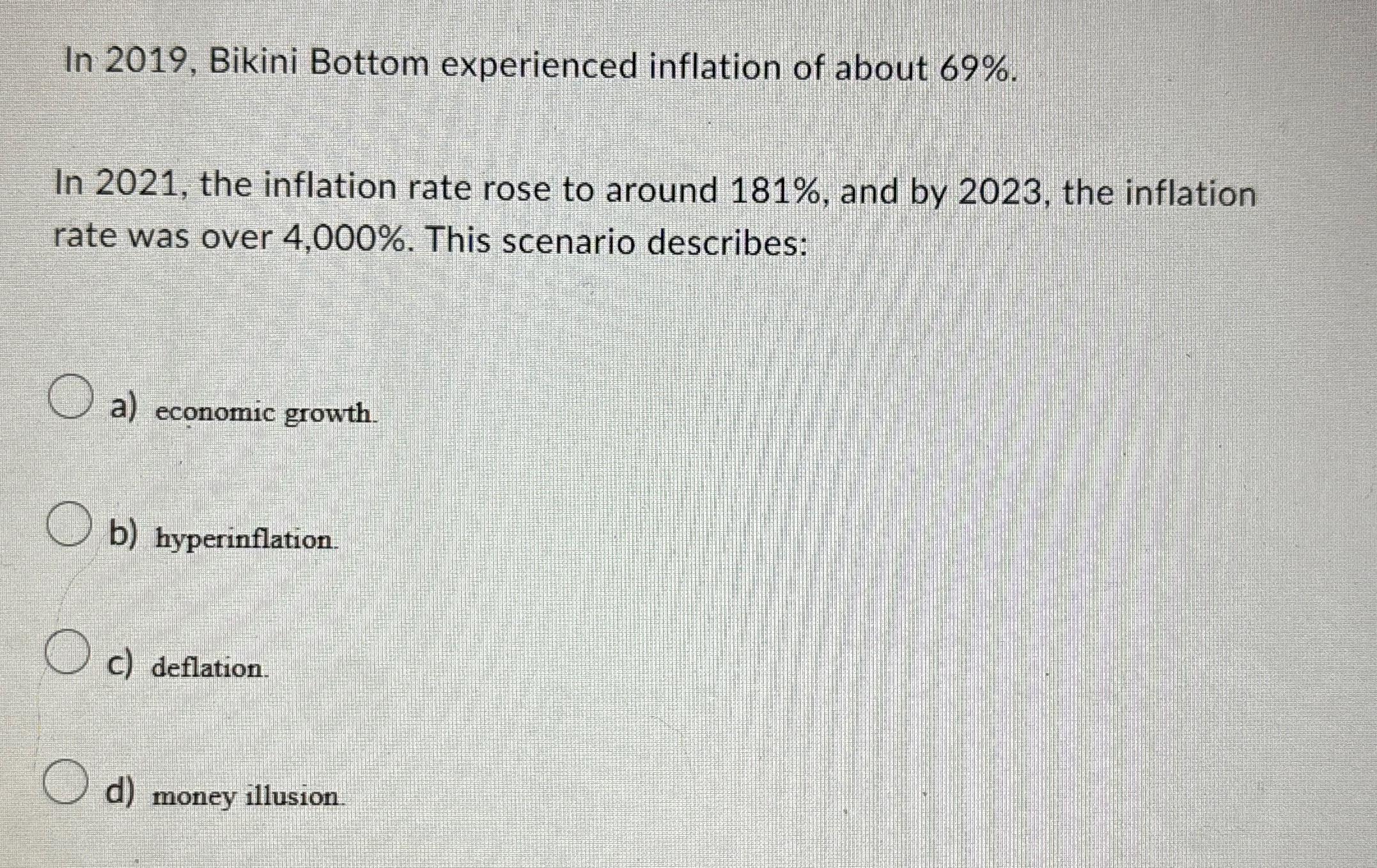 Solved In 2019 Bikini Bottom experienced inflation of Chegg