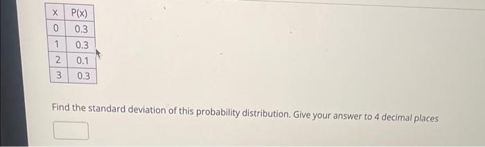 Solved Find the standard deviation of this probability | Chegg.com