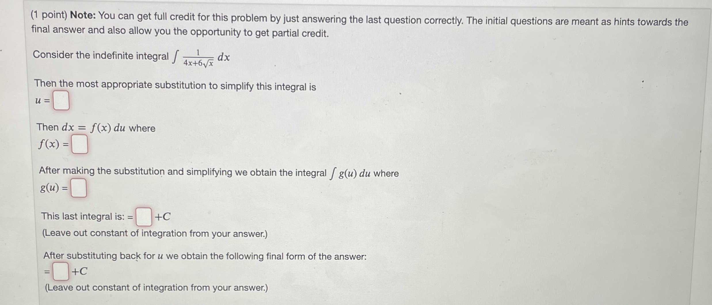 Solved (1 ﻿point) ﻿Note: You can get full credit for this | Chegg.com