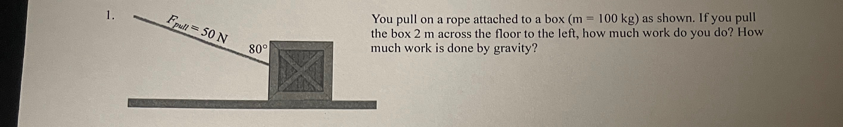Solved F4=50N80°You pull on a rope attached to a box | Chegg.com
