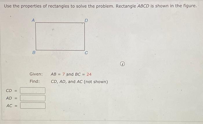 Solved Use the properties of rectangles to solve the | Chegg.com