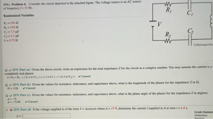 Solved (95) Problem 6: Consider the circuit depicted in the | Chegg.com