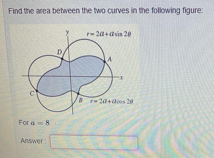 Solved Find the area between the two curves in the following | Chegg.com