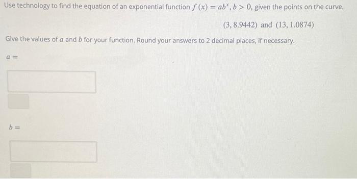 Solved Use technology to find the equation of an exponential | Chegg.com