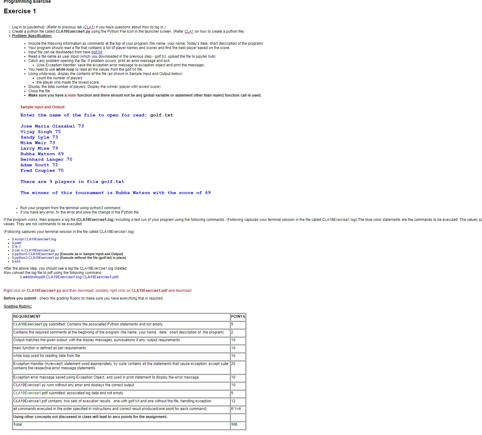 Solved Programming ExerciseExercise 1 ﻿ Log in to | Chegg.com