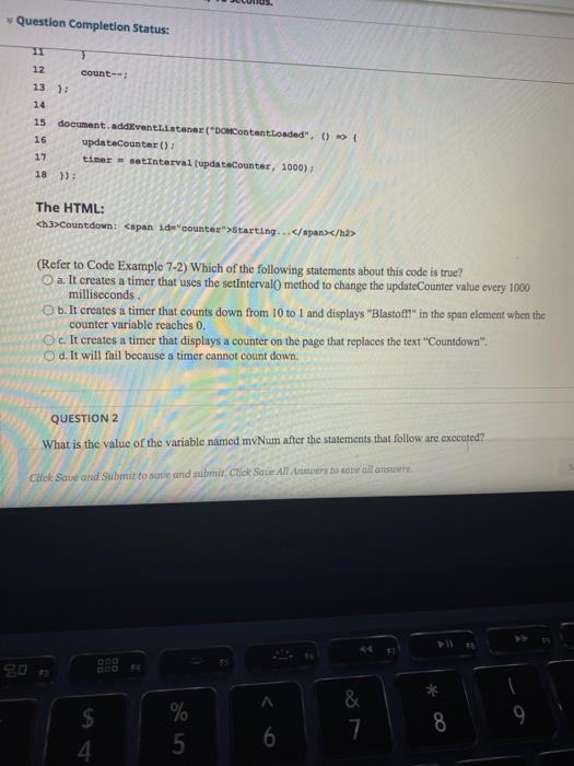 Solved QUESTTUNT Code Example 7-2 The JavaScript: const $ = | Chegg.com